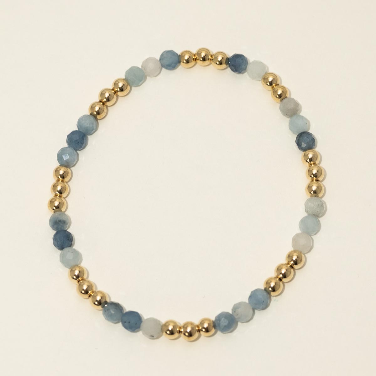 Dee Berkley "Something Blue" Cultured Freshwater Pearl and Aquamarine with 14kt Gold Filled Bead Two Bracelet Bridal Gift Box Set (4mm pearls)