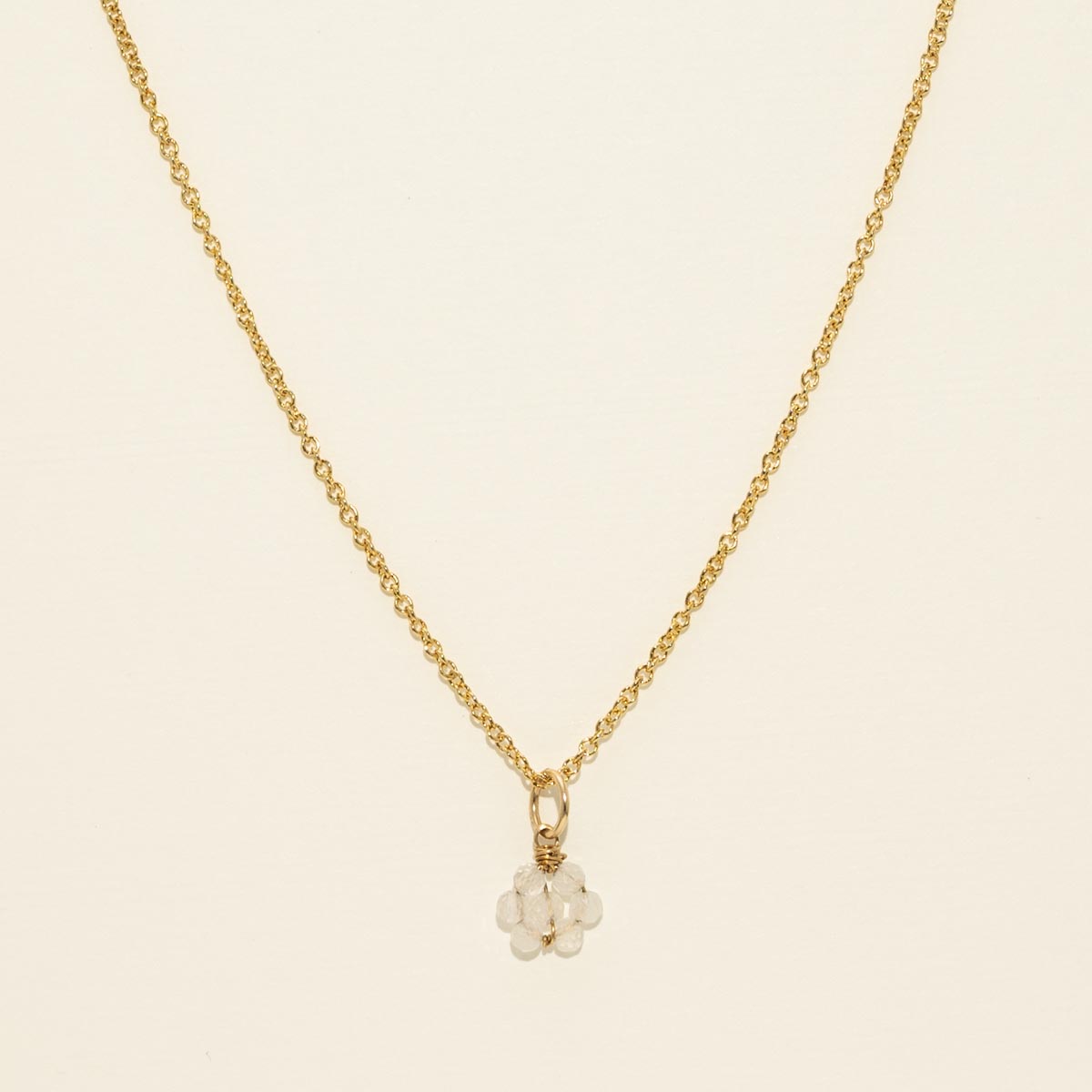 Dee Berkley "Flower Girl" Pink Coated Moonstone Necklace in 14kt Gold Filled Bridal Gift Box