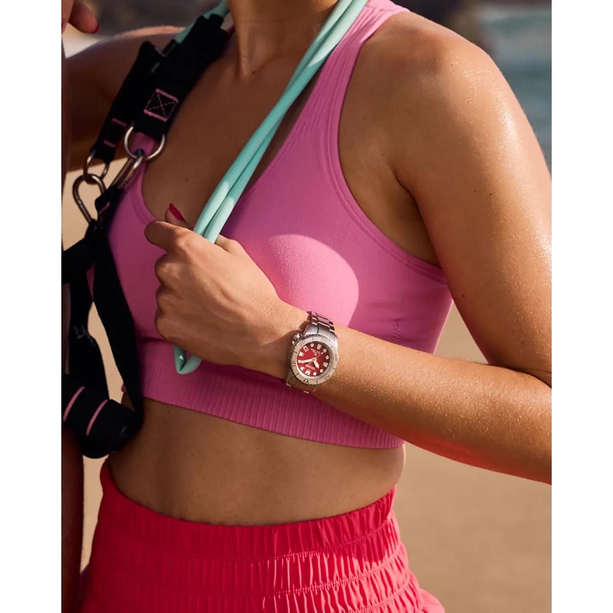 Citizen Promaster Dive Womens Watch with Red Dial and Stainless Steel Bracelet (eco-drive movement)