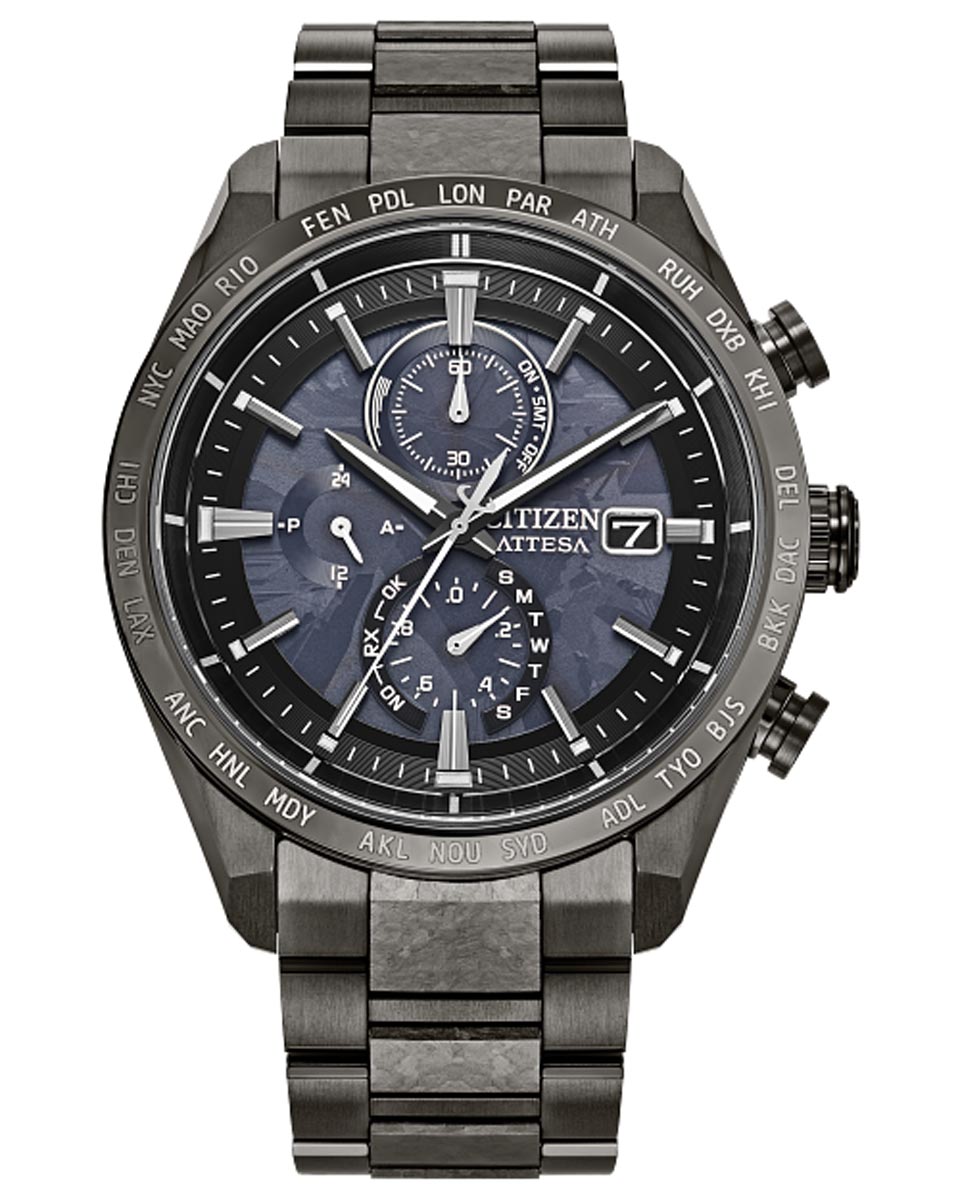 Citizen Attesa Hakuto-R Mens Watch with Black Dial and Gray Super Titanium™ Bracelet (eco-drive movement)