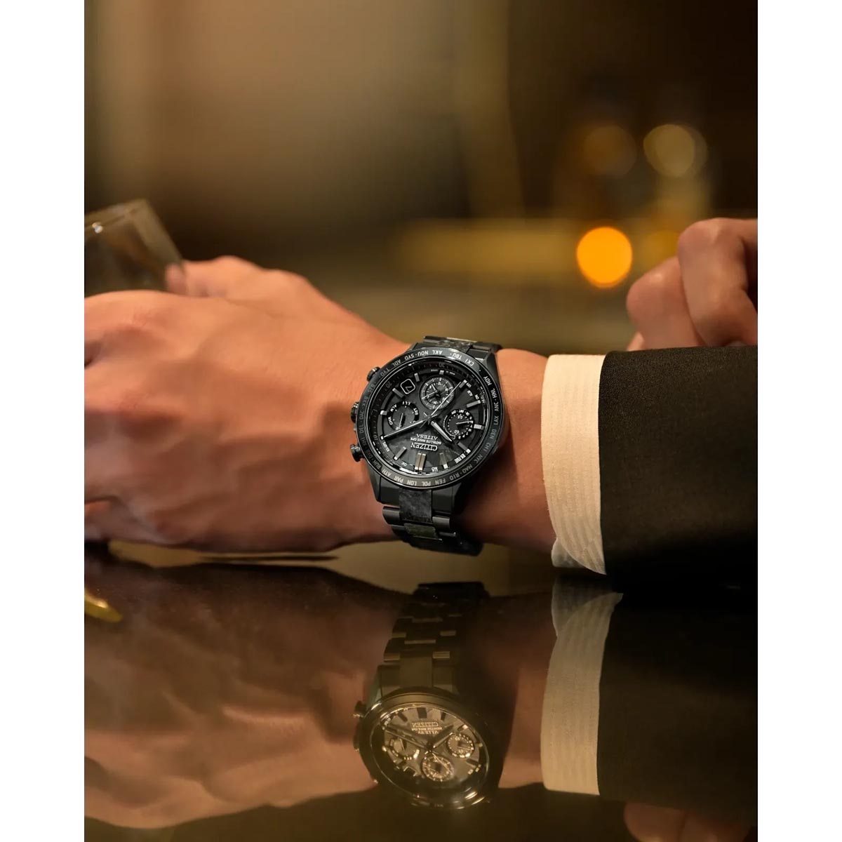 Citizen Attesa Mens Watch with Black Dial and Super Titanium™ Bracelet (eco-drive movement)