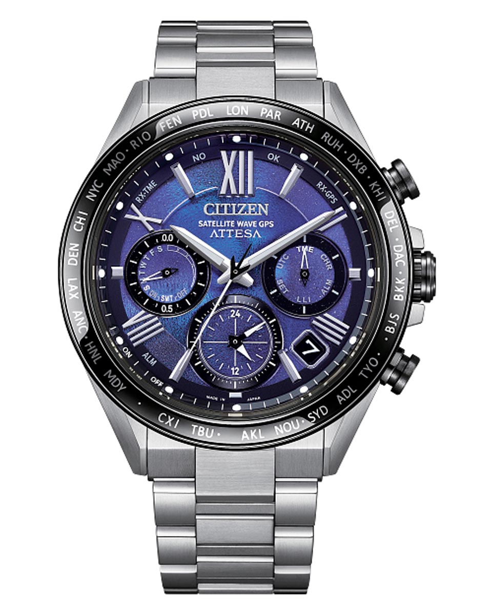 Citizen Attesa Mens Watch with Blue Dial and Super Titanium Bracelet (eco drive movement)