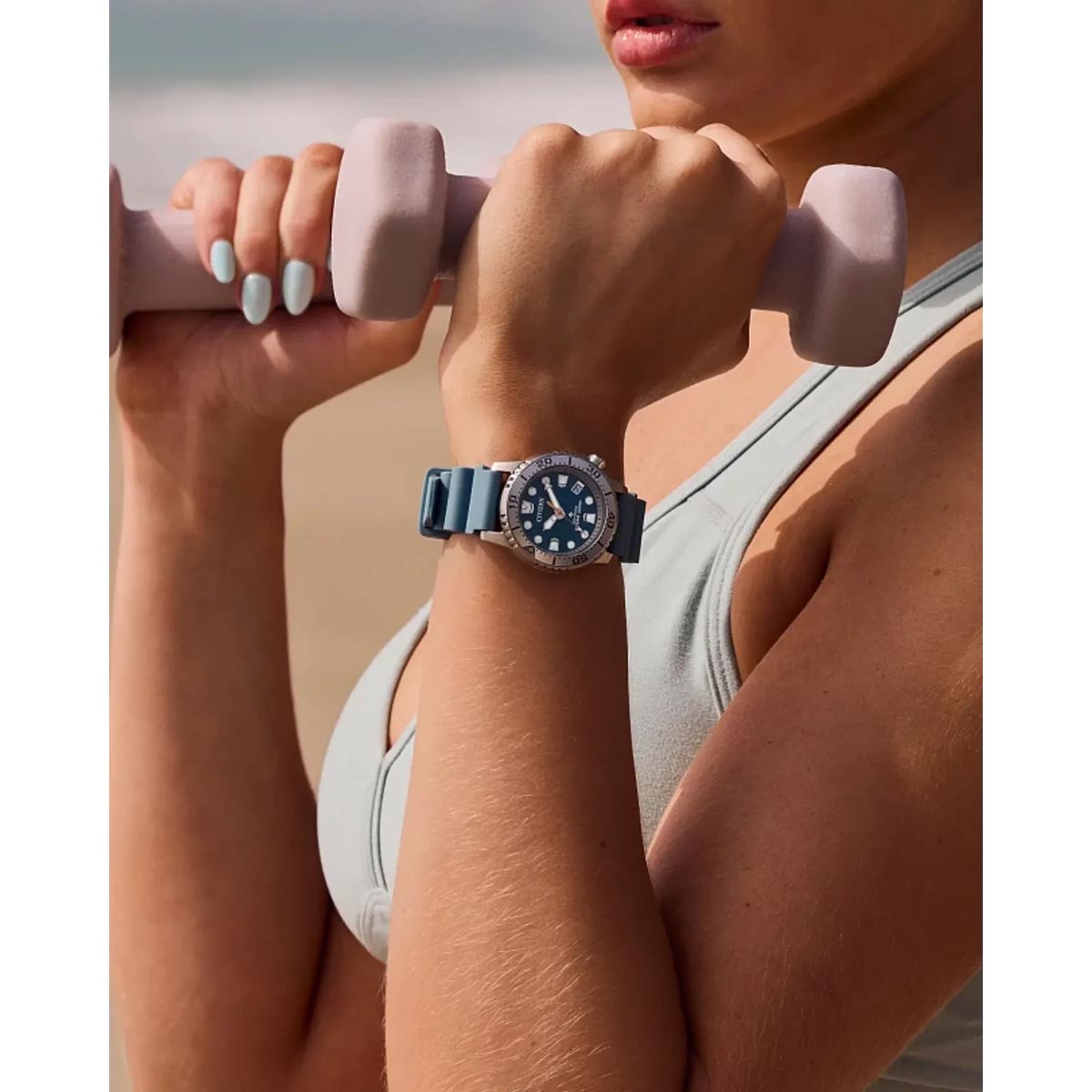 Citizen Promaster Dive Womens Watch with Blue Dial and Teal Polyurethane Strap (eco-drive movement)