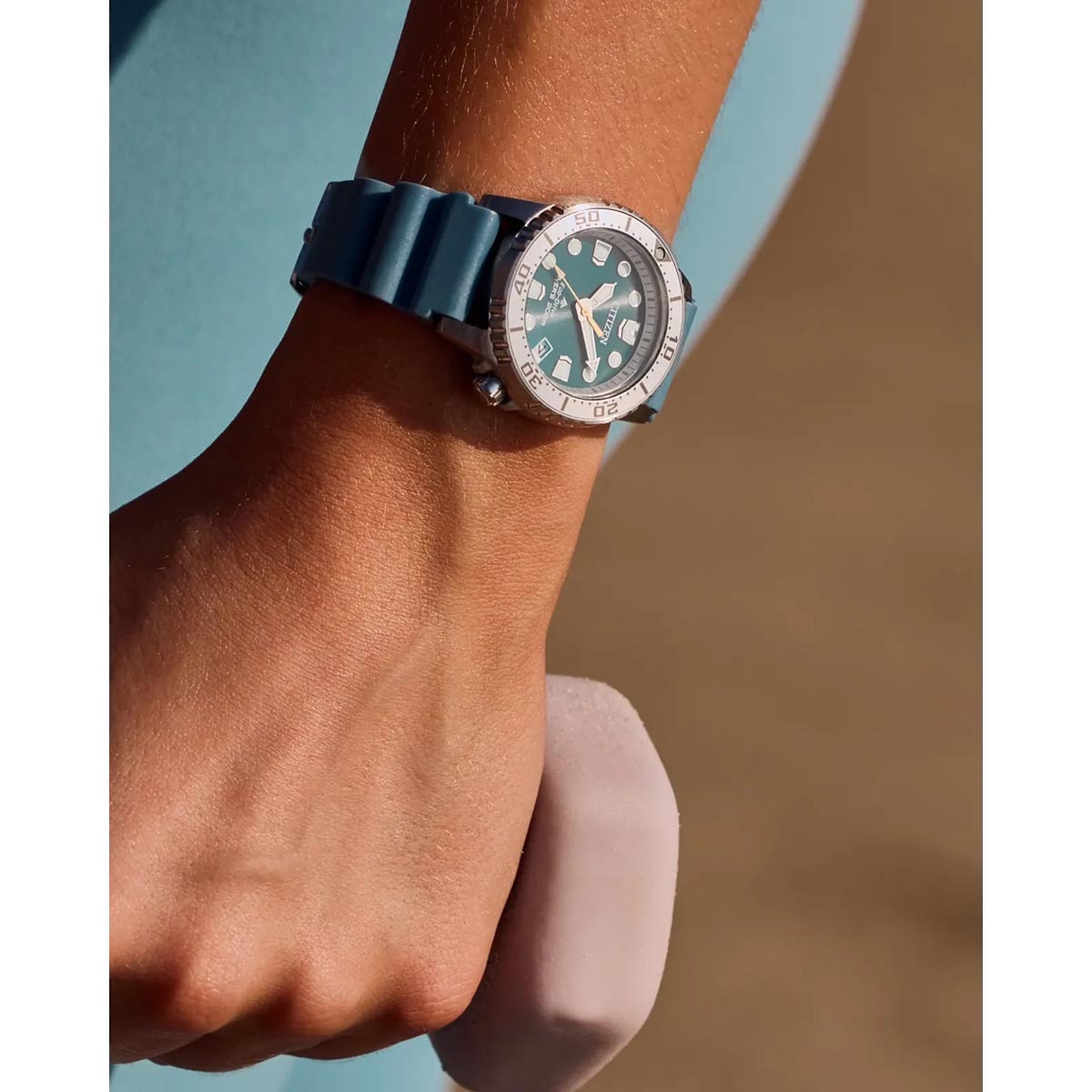 Citizen Promaster Dive Womens Watch with Blue Dial and Teal Polyurethane Strap (eco-drive movement)