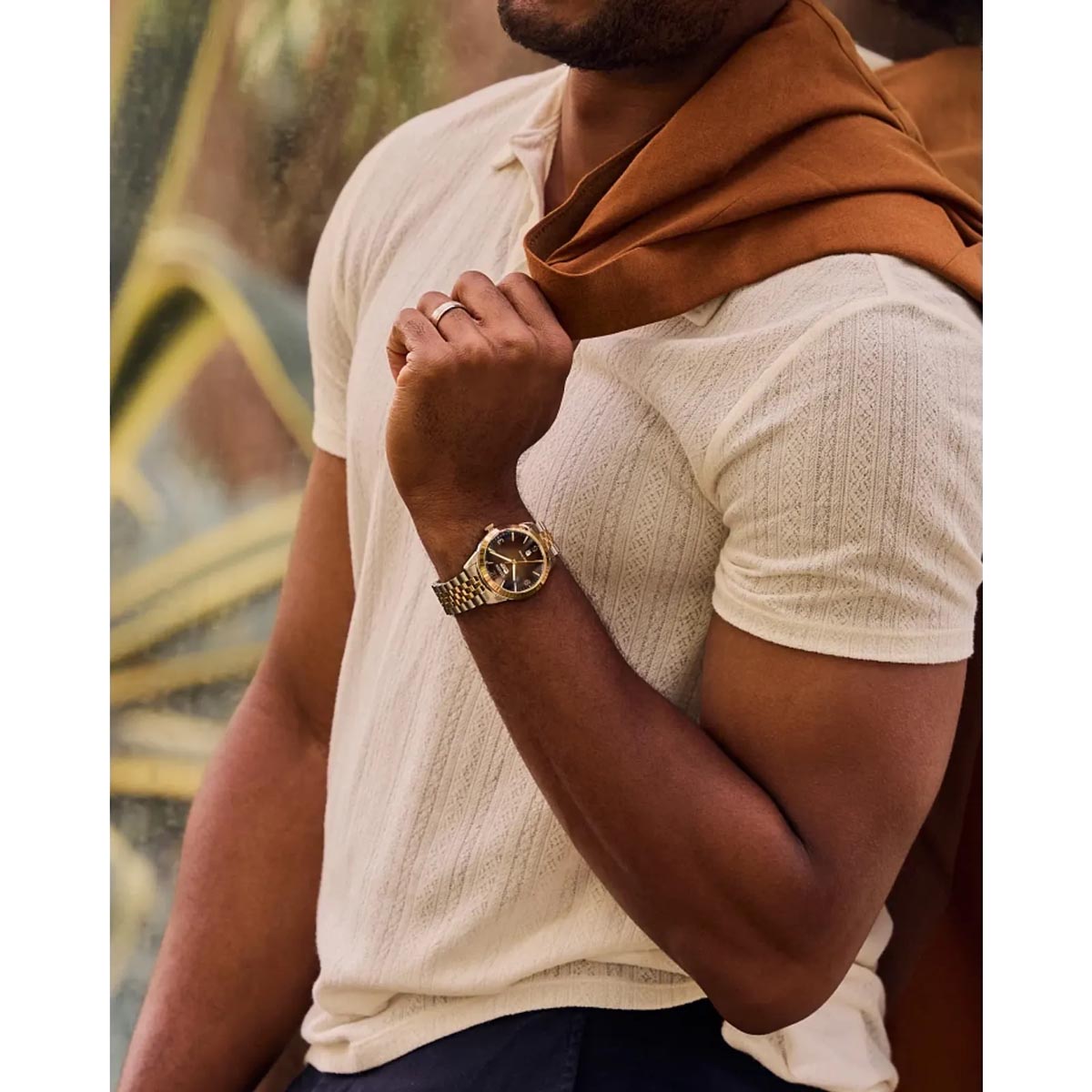 Citizen Rolan Mens Watch with Brown Dial and Two Toned Stainless Steel Bracelet (eco-drive movement)