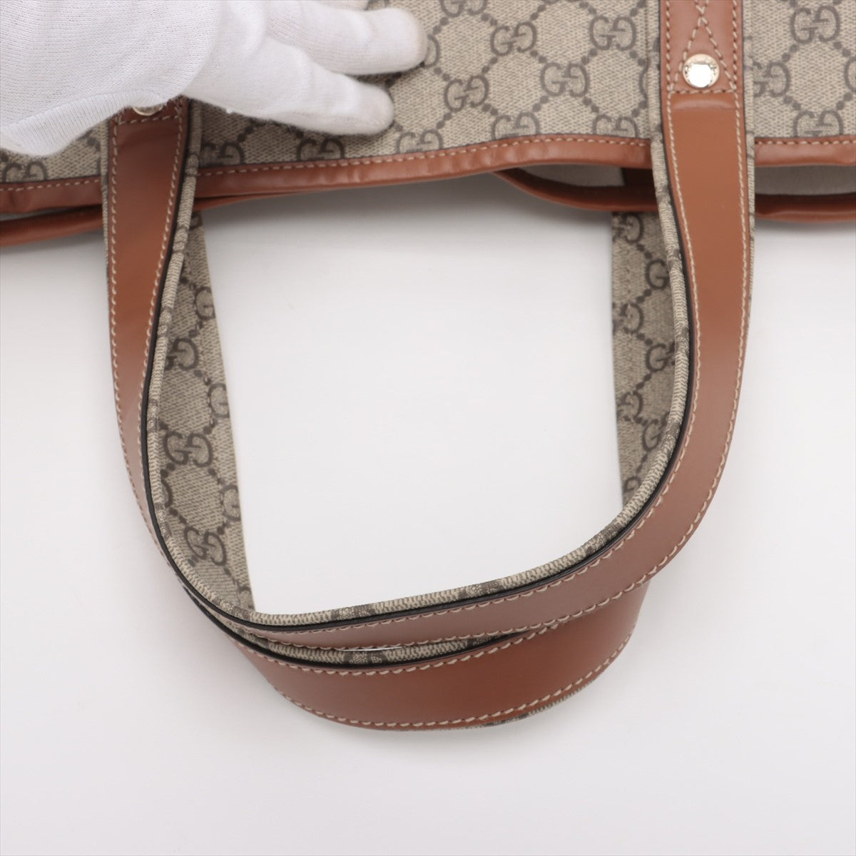 Pre Owned Gucci Beige Canvas GG Supreme Tote Bag