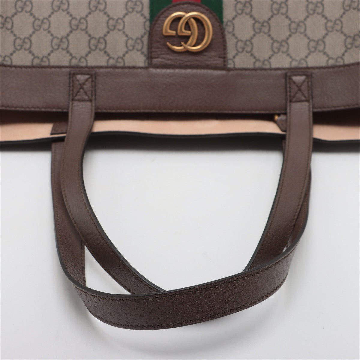 Pre Owned Gucci Brown Canvas GG Soft Ophidia Tote Bag with Pouch