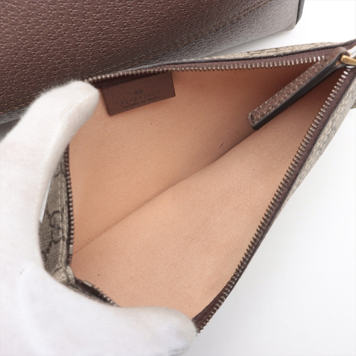 Pre Owned Gucci Brown Canvas GG Soft Ophidia Tote Bag with Pouch