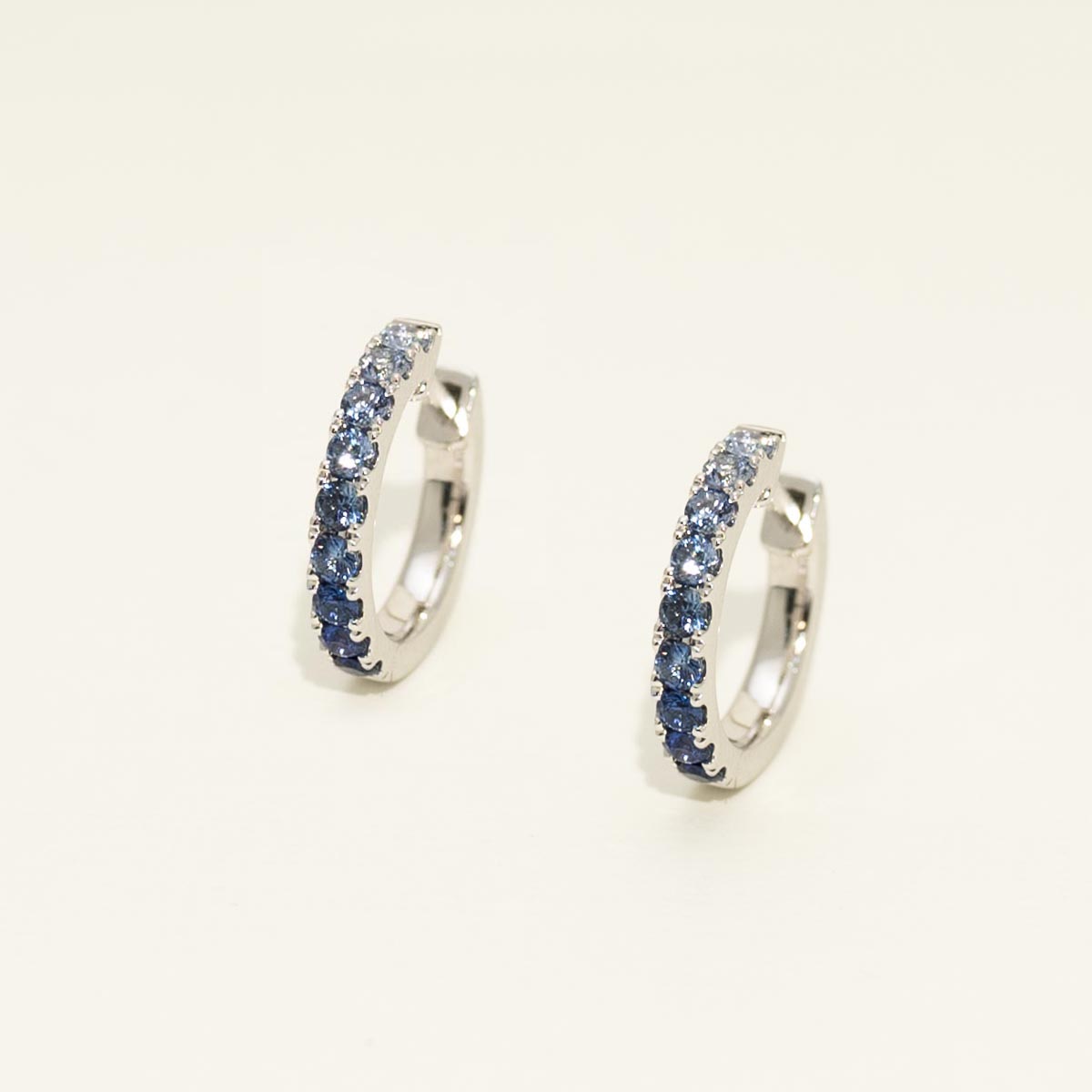 Sapphire Gradient Hoop Earrings in 14kt White Gold
