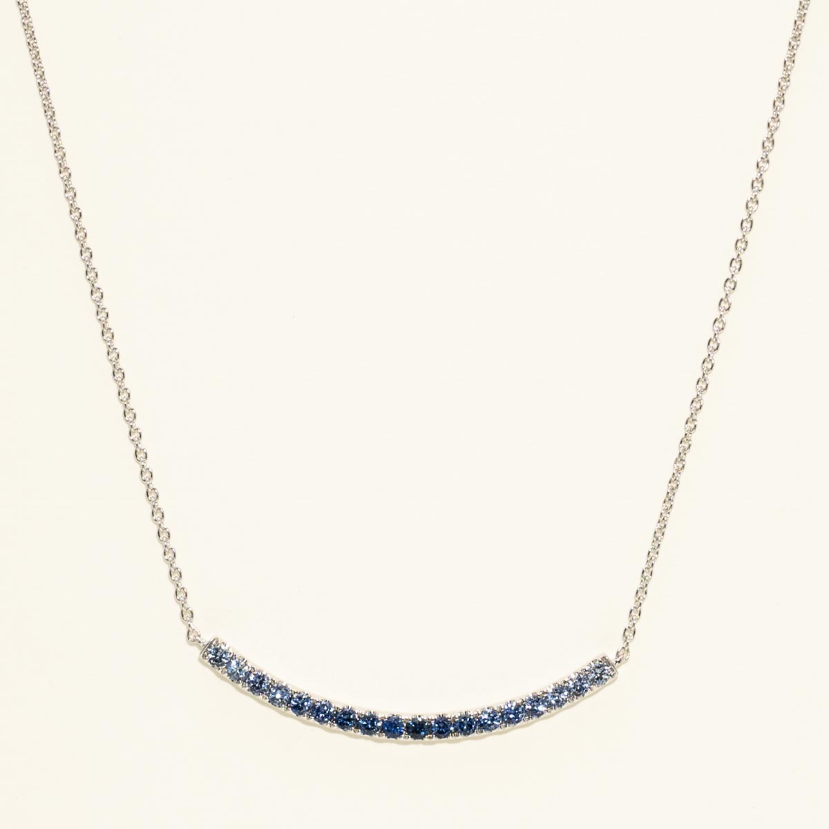 Sapphire Gradient Bar Necklace in 14kt White Gold