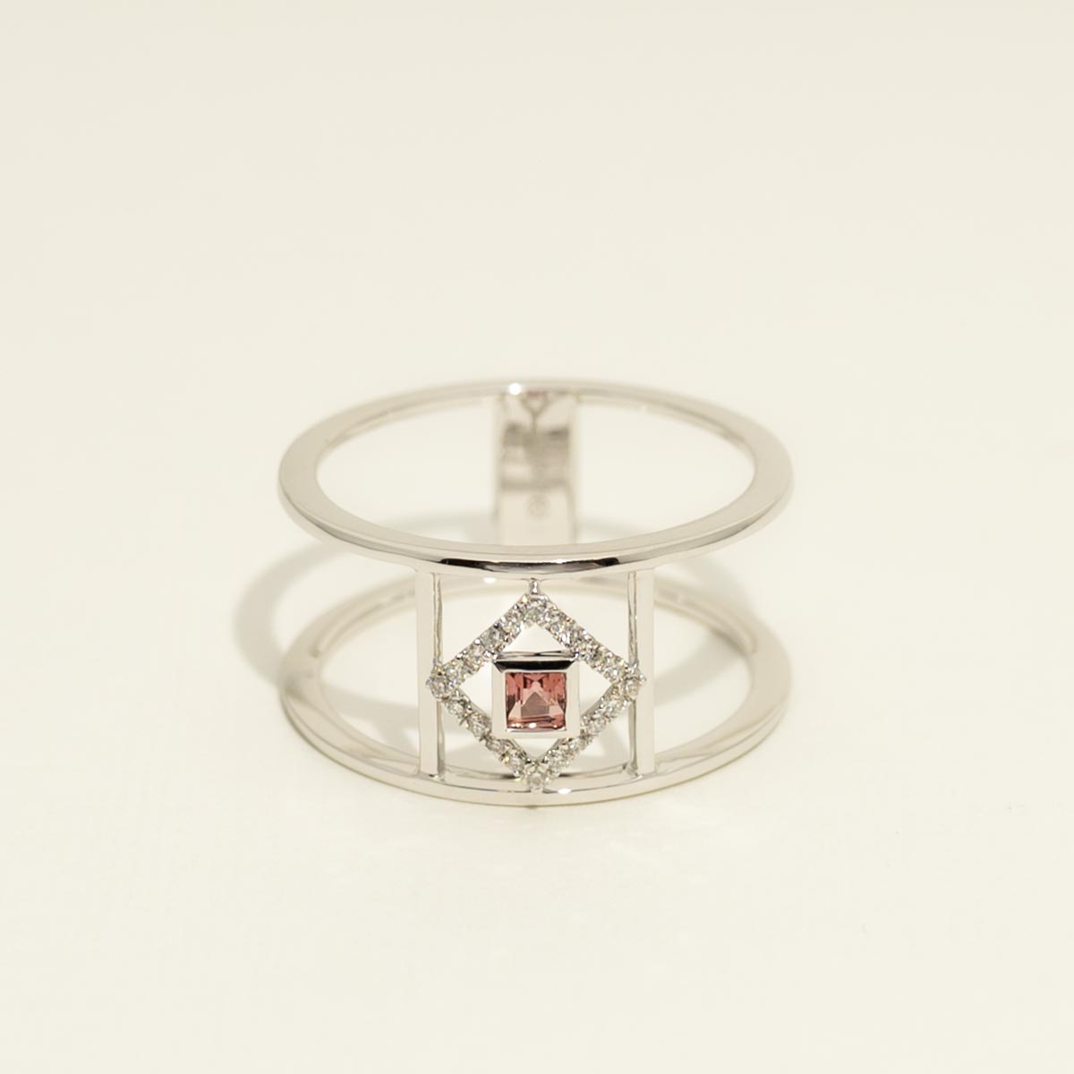 Maine Pink Tourmaline Ring in 14kt White Gold with Diamonds (1/10ct tw)