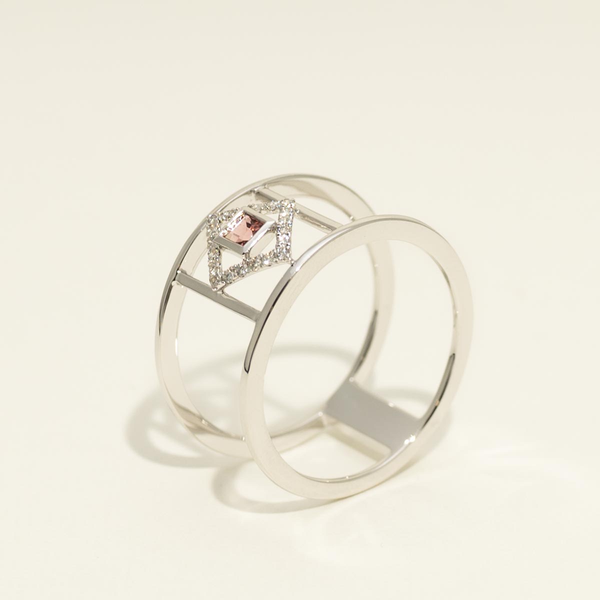 Maine Pink Tourmaline Ring in 14kt White Gold with Diamonds (1/10ct tw)