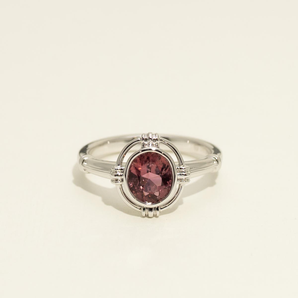 Maine Pink Tourmaline Ring in 14kt White Gold