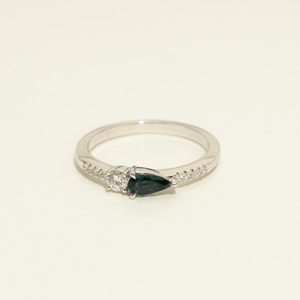 Maine Indicolite Tourmaline Ring in 14kt White Gold with Diamonds
