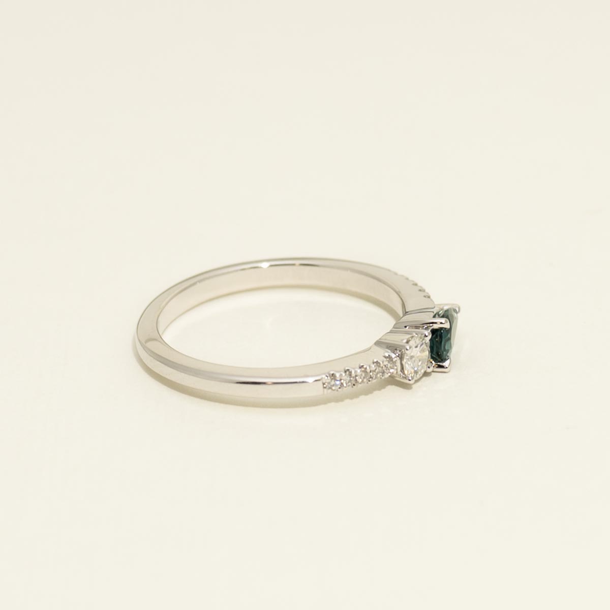 Maine Indicolite Tourmaline Ring in 14kt White Gold with Diamonds
