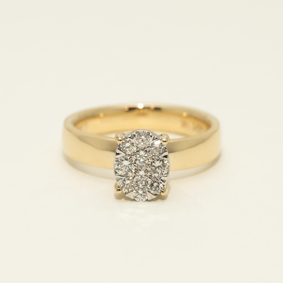 Lovebright Diamond Oval Shaped Bold Shank Engagement Ring in 14kt Yellow Gold (1/2ct tw)