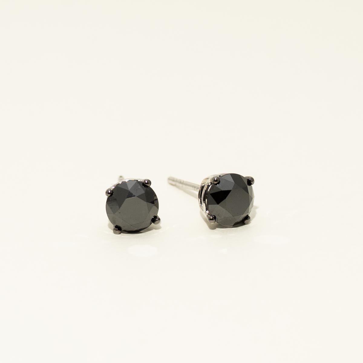 Black Diamond Stud Earrings in 14kt White Gold (2cttw)