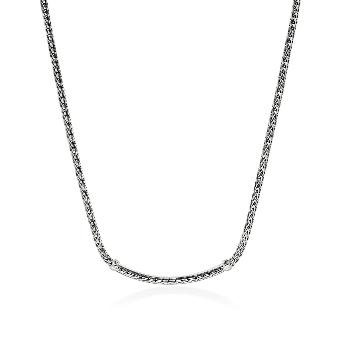 John Hardy Essentials Bar Necklace in Sterling Silver with Black Sapphires