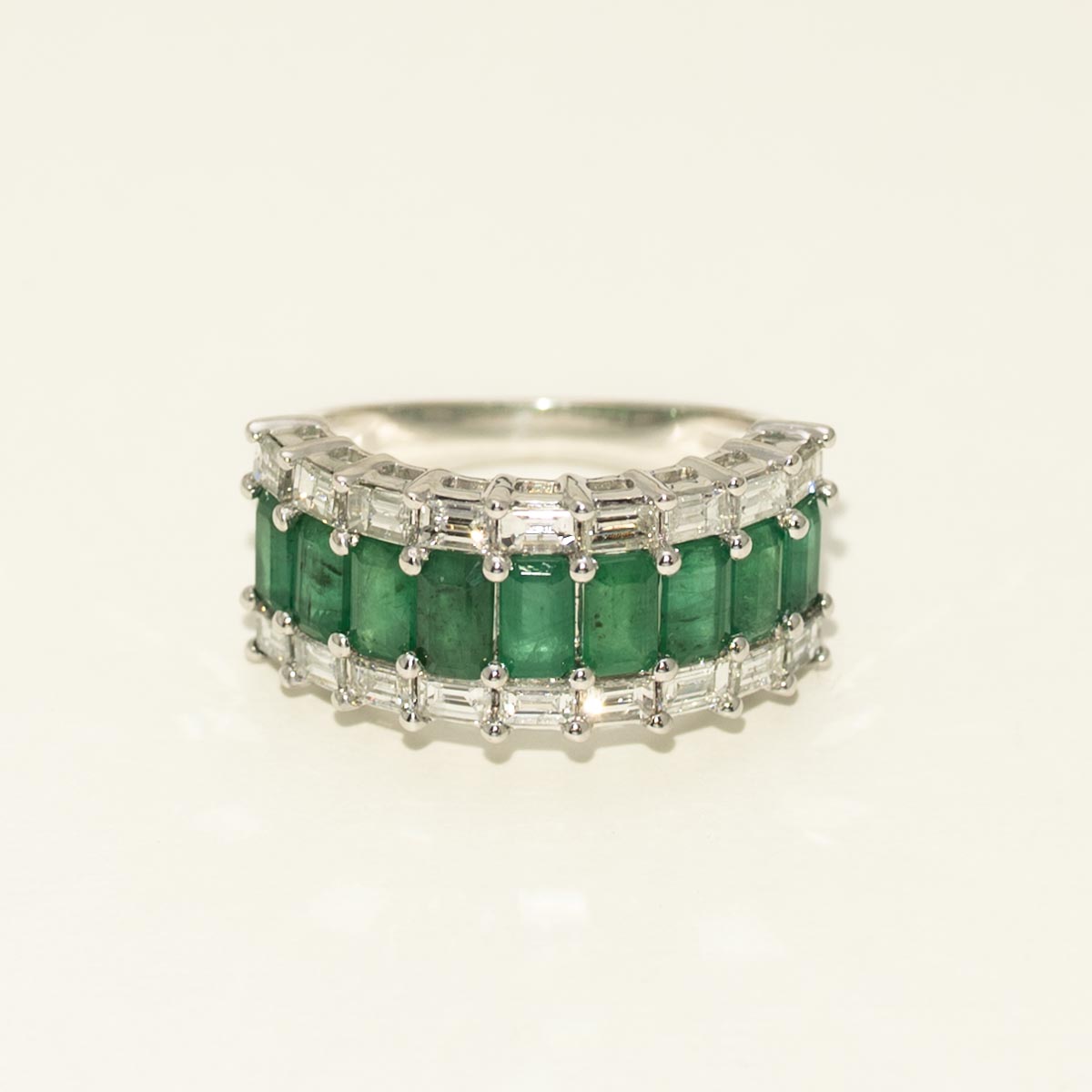 Emerald Cut Emerald Ring in 14kt White Gold with Diamonds (1 1/7ct tw)