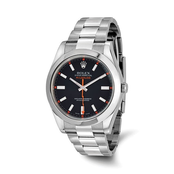 Pre Owned Rolex Oyster Perpetual Milgauss Watch with Black Dial