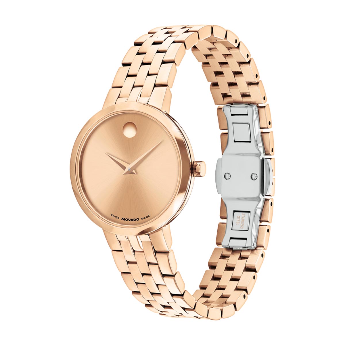 Movado Museum Classic Womens Watch with Rose Gold Toned Dial and Rose Gold Toned Bracelet (Swiss quartz movement)