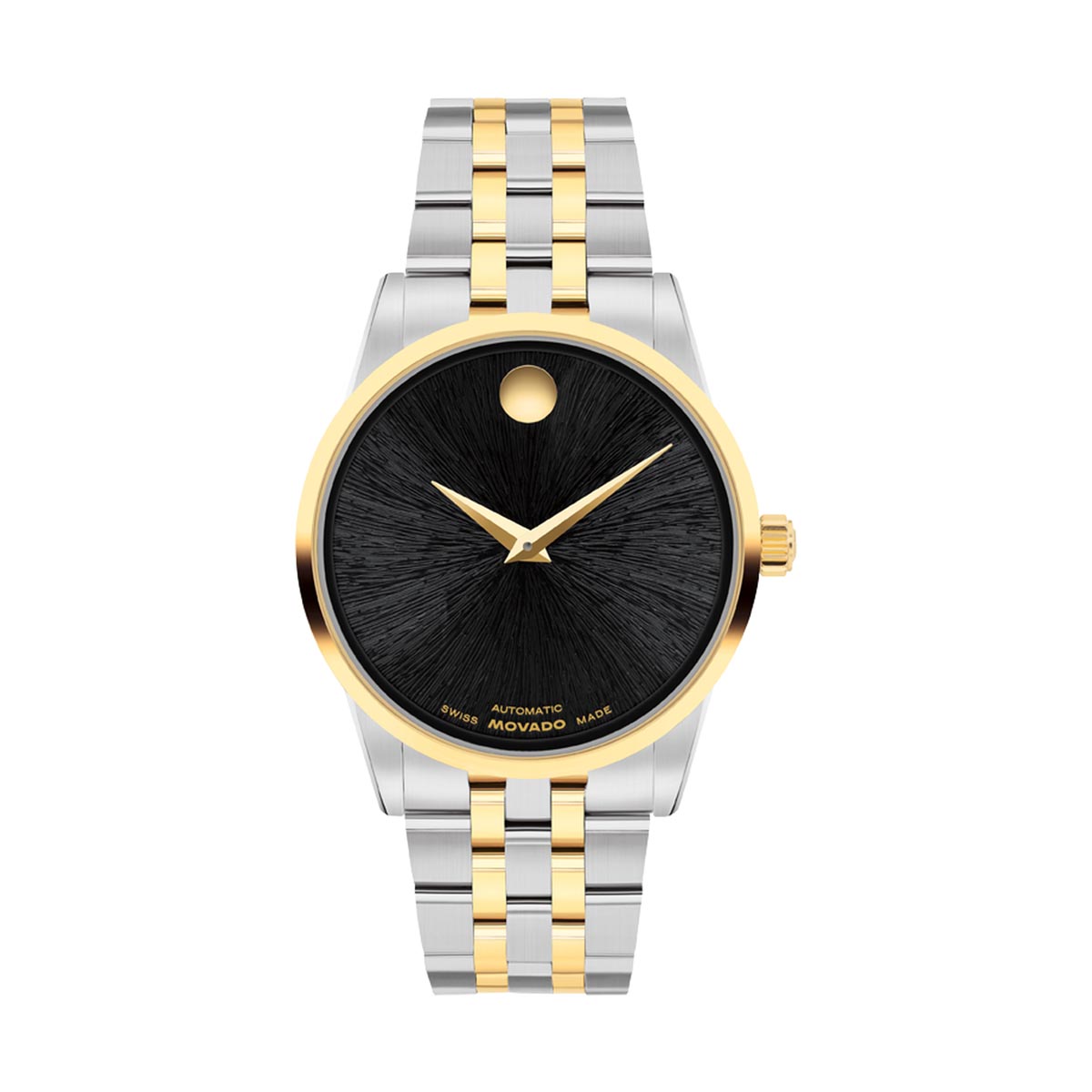 Movado Museum Classic Automatic Womens Watch with Black Dial and Two Toned Bracelet (automatic movement)
