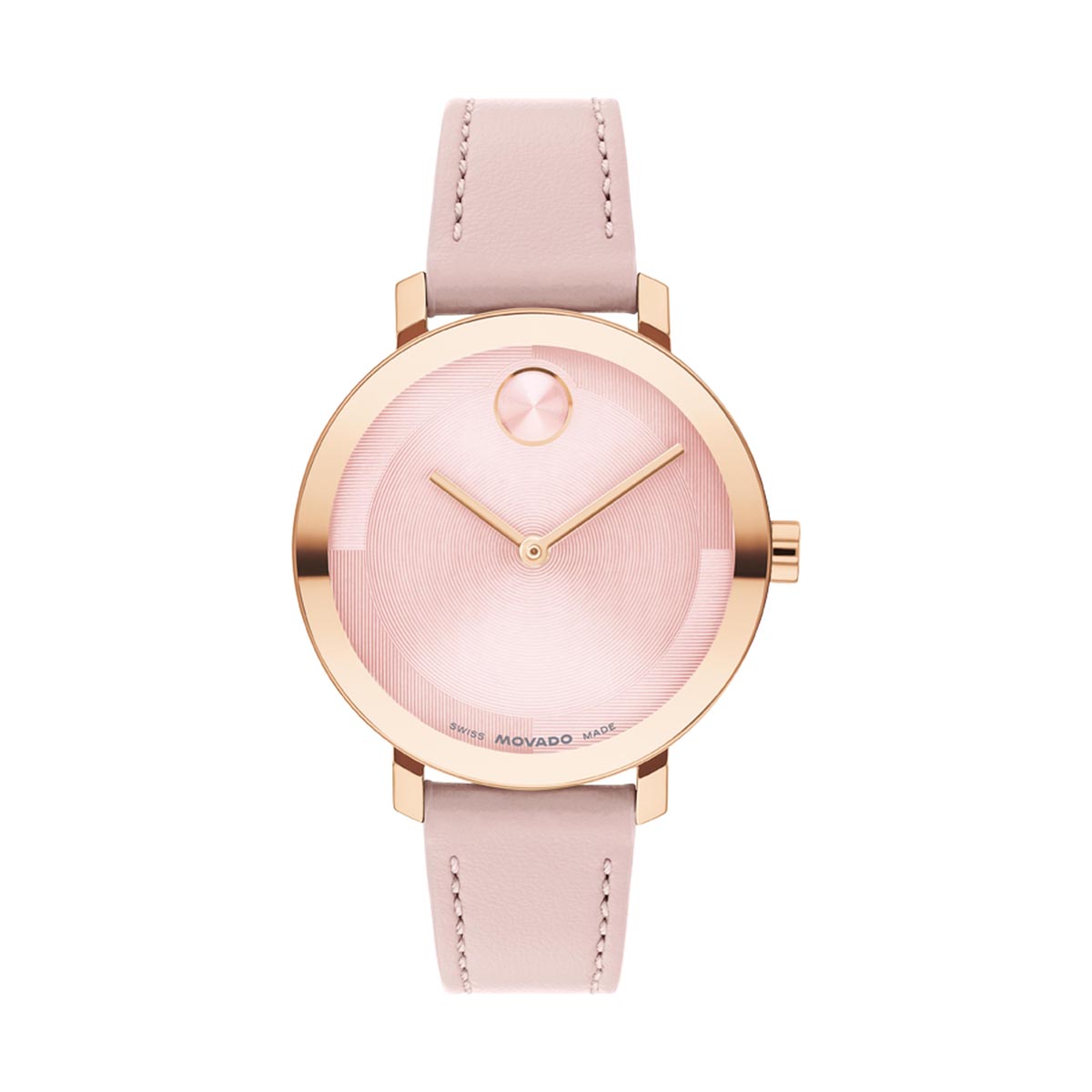 Movado Bold Evolution 2.0 Womens Watch with Pink Dial and Pink Leather Strap (Swiss quartz movement)