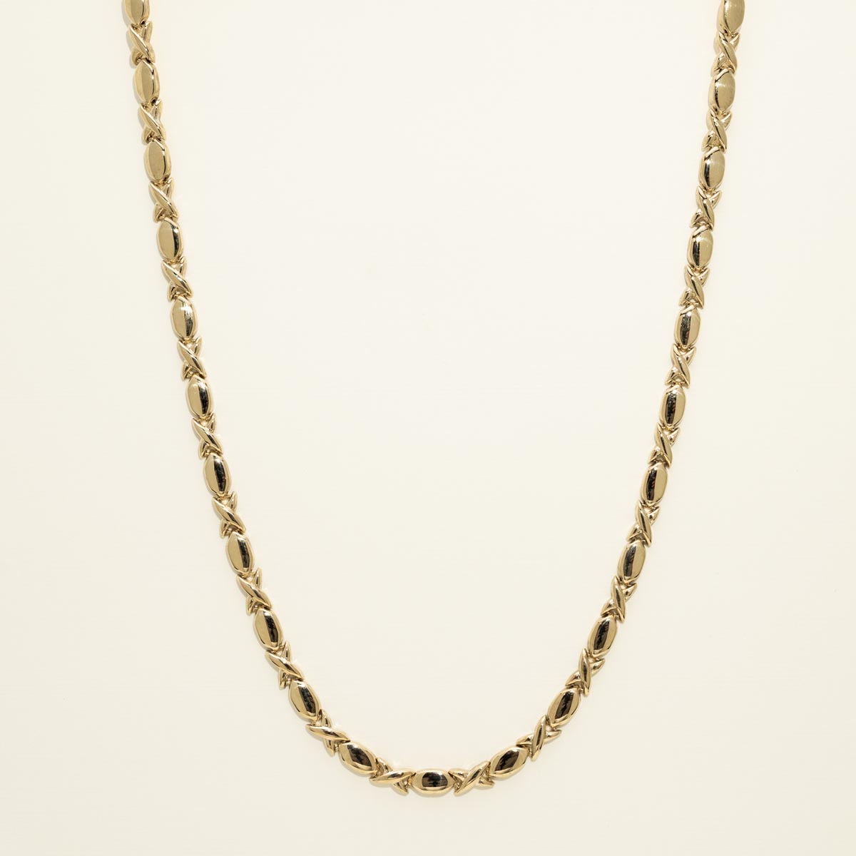 Estate X O Link Necklace in 14kt Yellow Gold