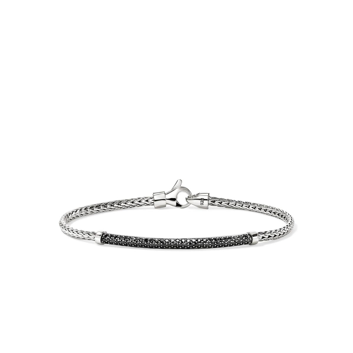 John Hardy Essentials Bar Bracelet in Sterling Silver with Black Sapphires