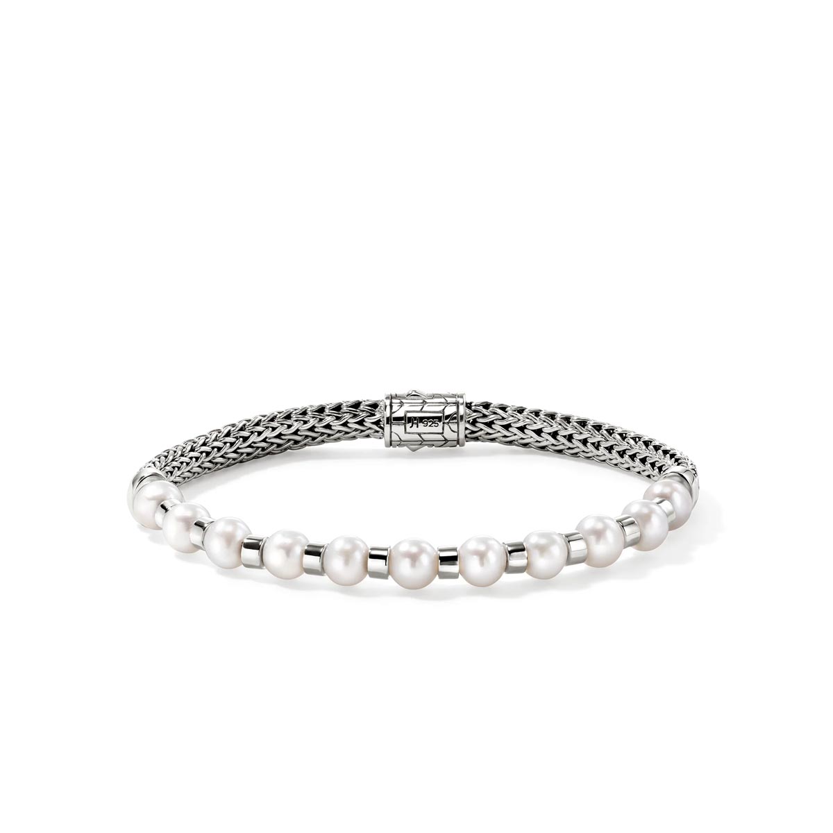 John Hardy Essentials Bracelet in Sterling Silver with Cultured Freshwater Pearls (5.5-6mm pearls)