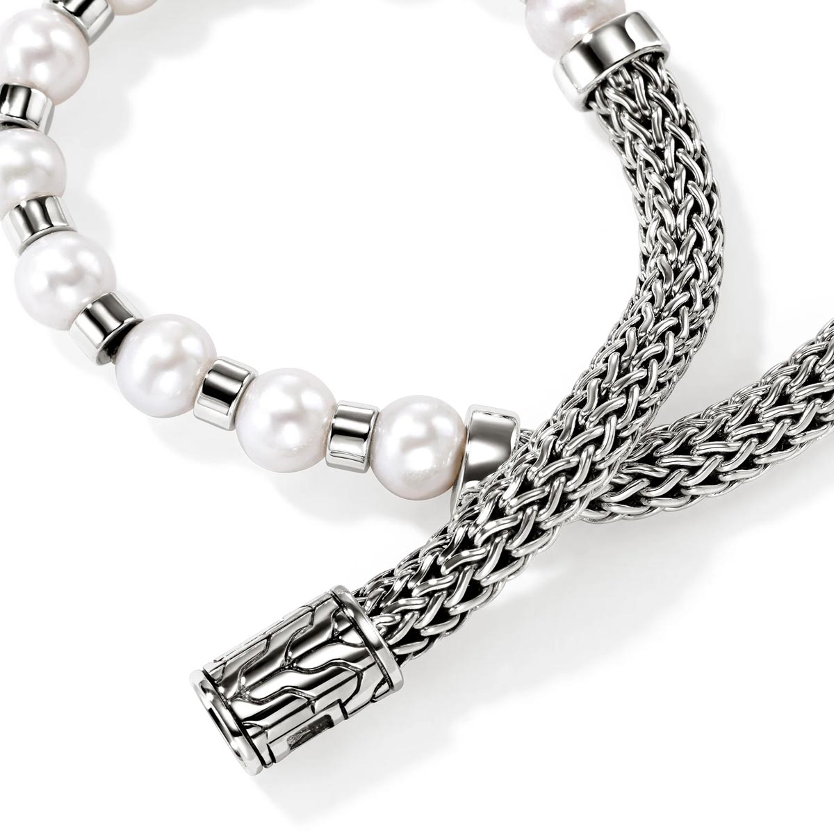 John Hardy Essentials Bracelet in Sterling Silver with Cultured Freshwater Pearls (5.5-6mm pearls)