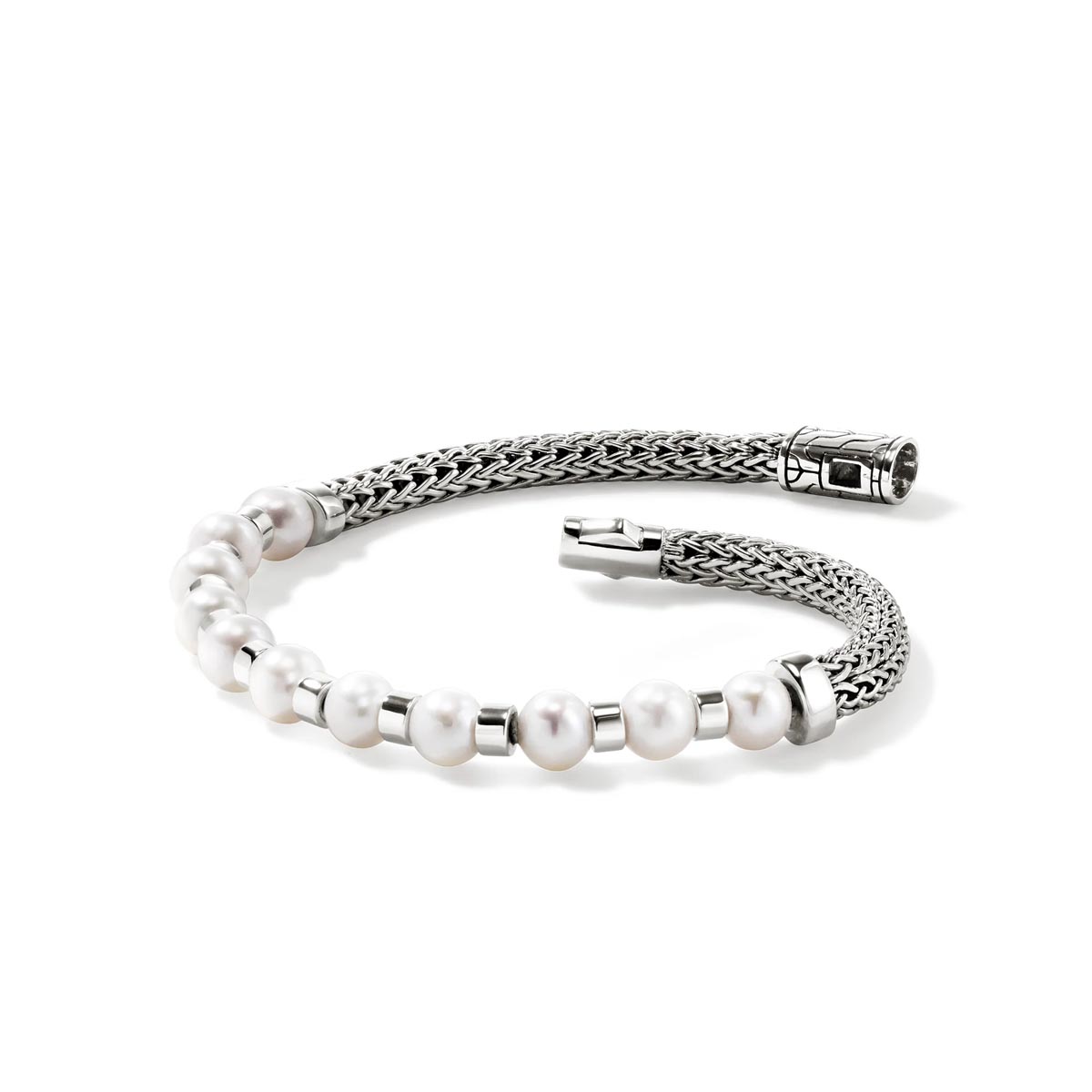 John Hardy Essentials Bracelet in Sterling Silver with Cultured Freshwater Pearls (5.5-6mm pearls)