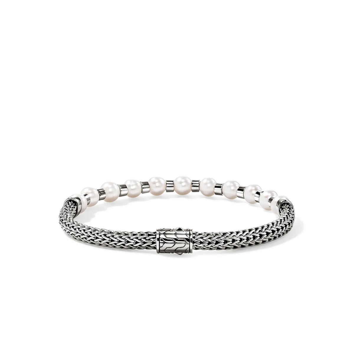 John Hardy Essentials Bracelet in Sterling Silver with Cultured Freshwater Pearls (5.5-6mm pearls)