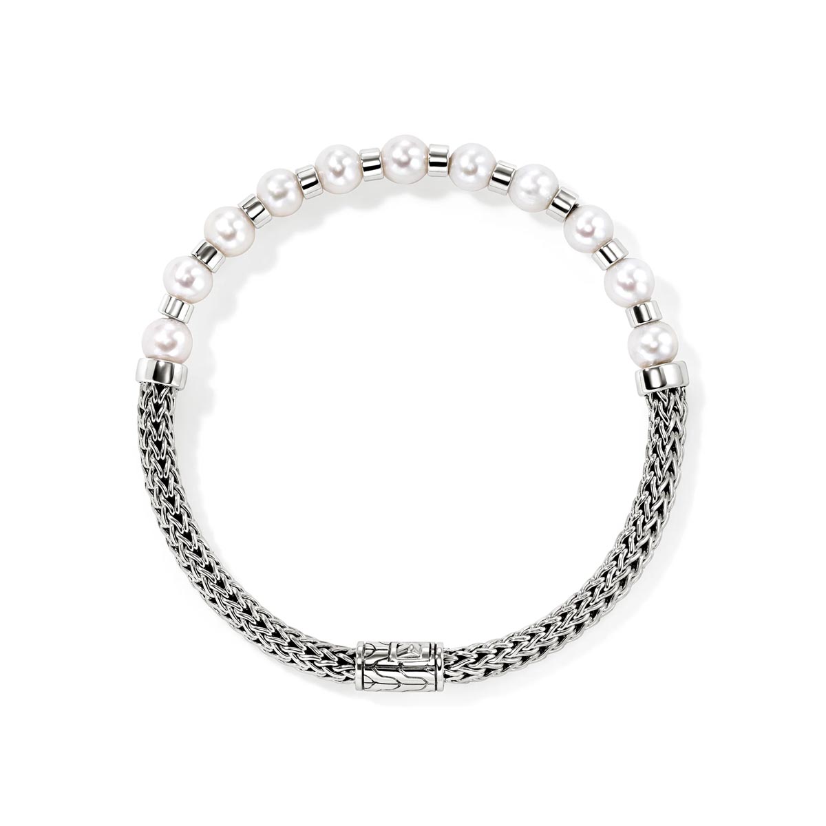 John Hardy Essentials Bracelet in Sterling Silver with Cultured Freshwater Pearls (5.5-6mm pearls)