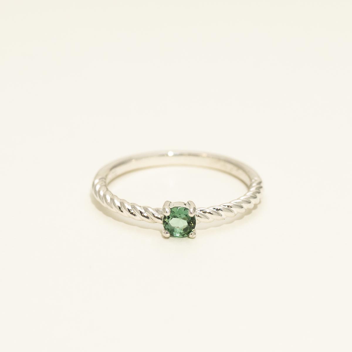 Maine Green Tourmaline Rope Ring in Sterling Silver