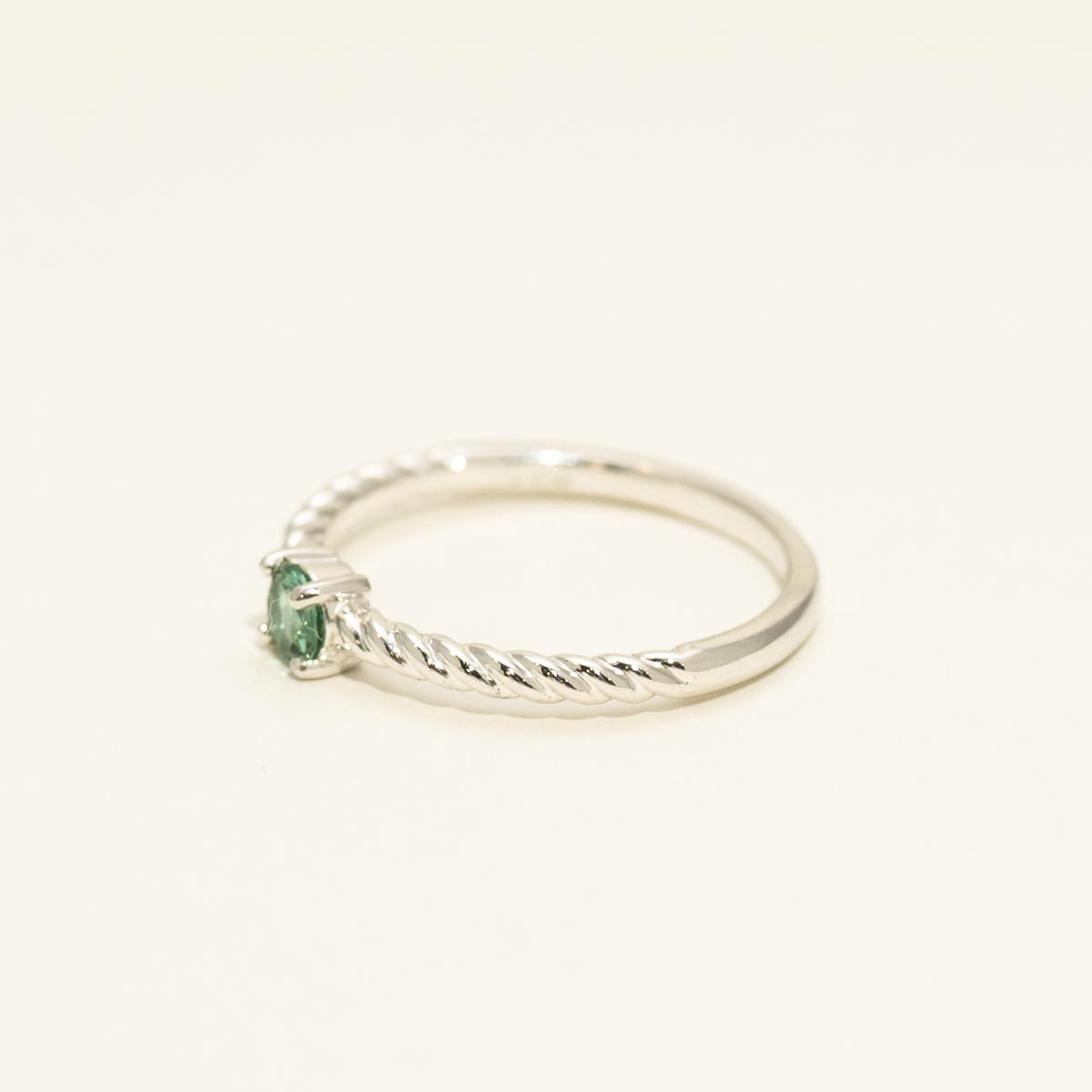 Maine Green Tourmaline Rope Ring in Sterling Silver