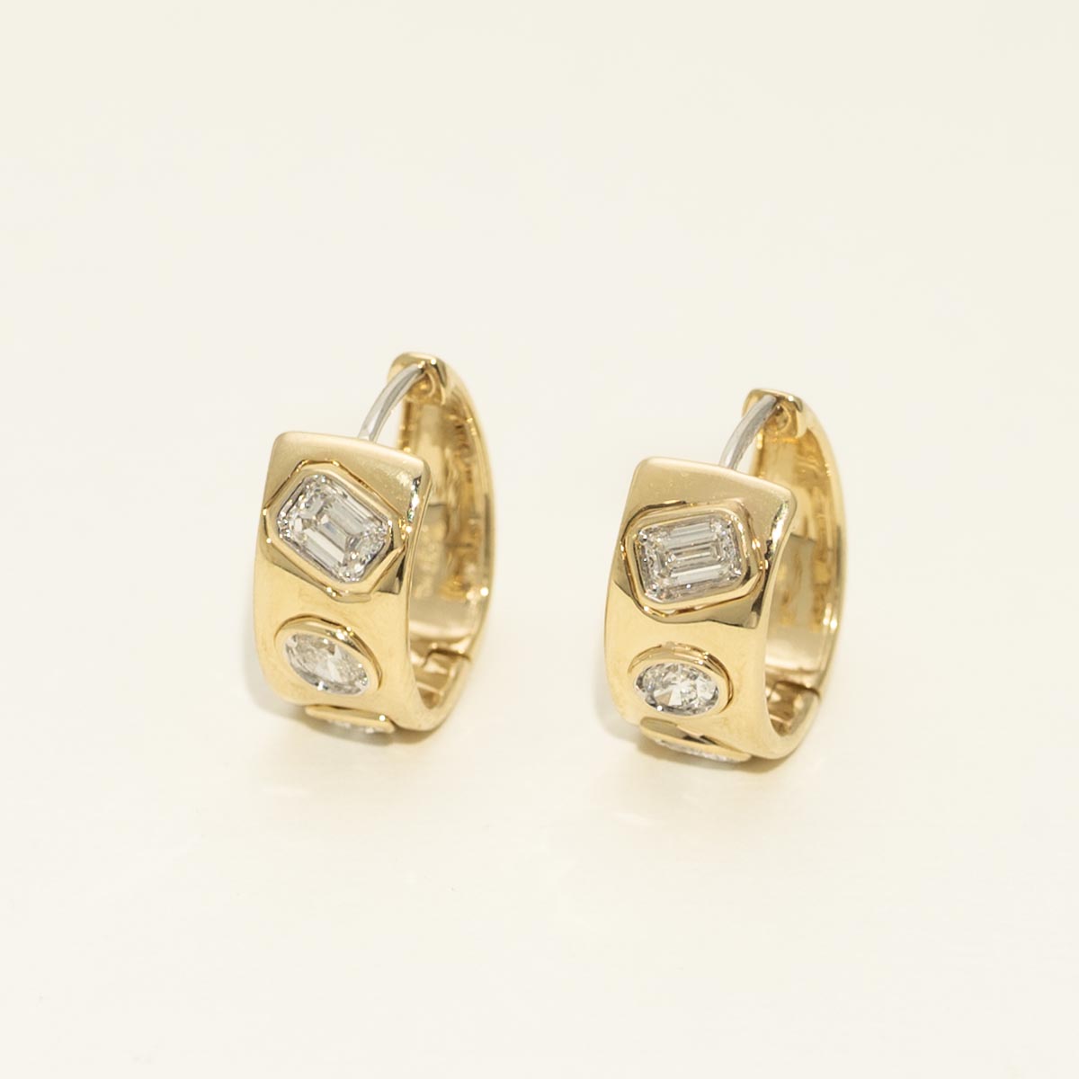 Multi Shape Diamond Hoop Earrings in 14kt Yellow Gold (3/4ct tw)