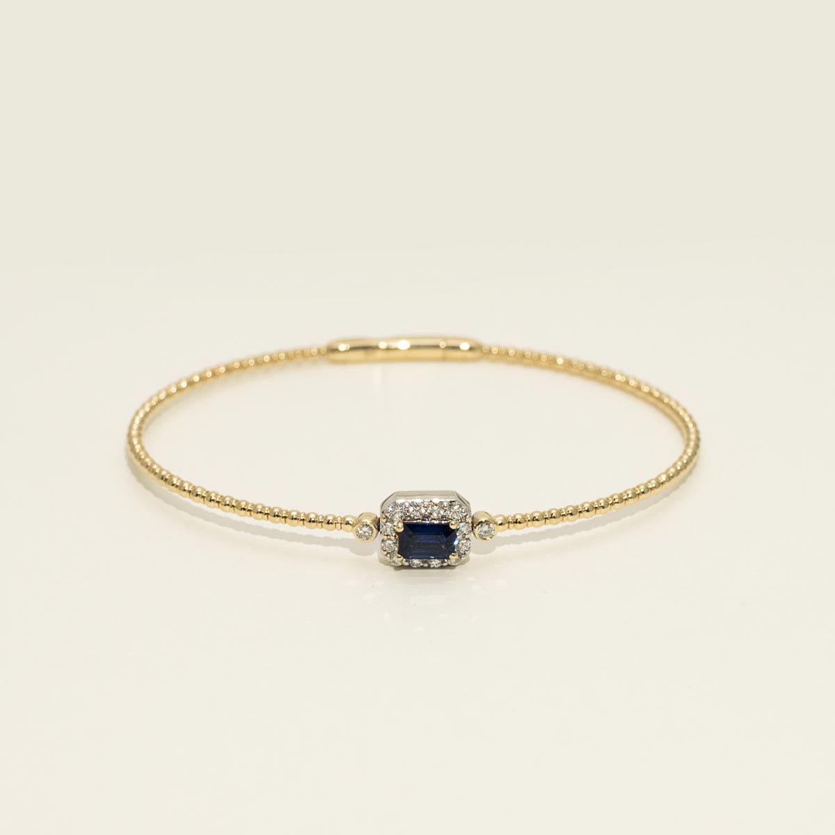 Emerald Cut Sapphire Flexible Bangle Bracelet in 14kt Yellow and White Gold (3/8ct tw)