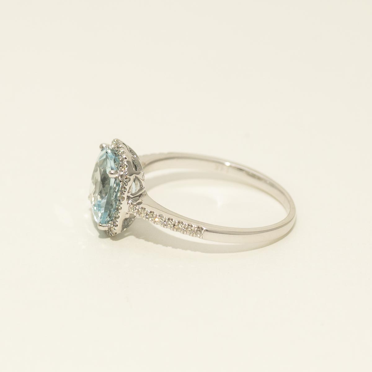 Cushion Cut Aquamarine Ring in 14kt White Gold with Diamonds (1/5ct tw)