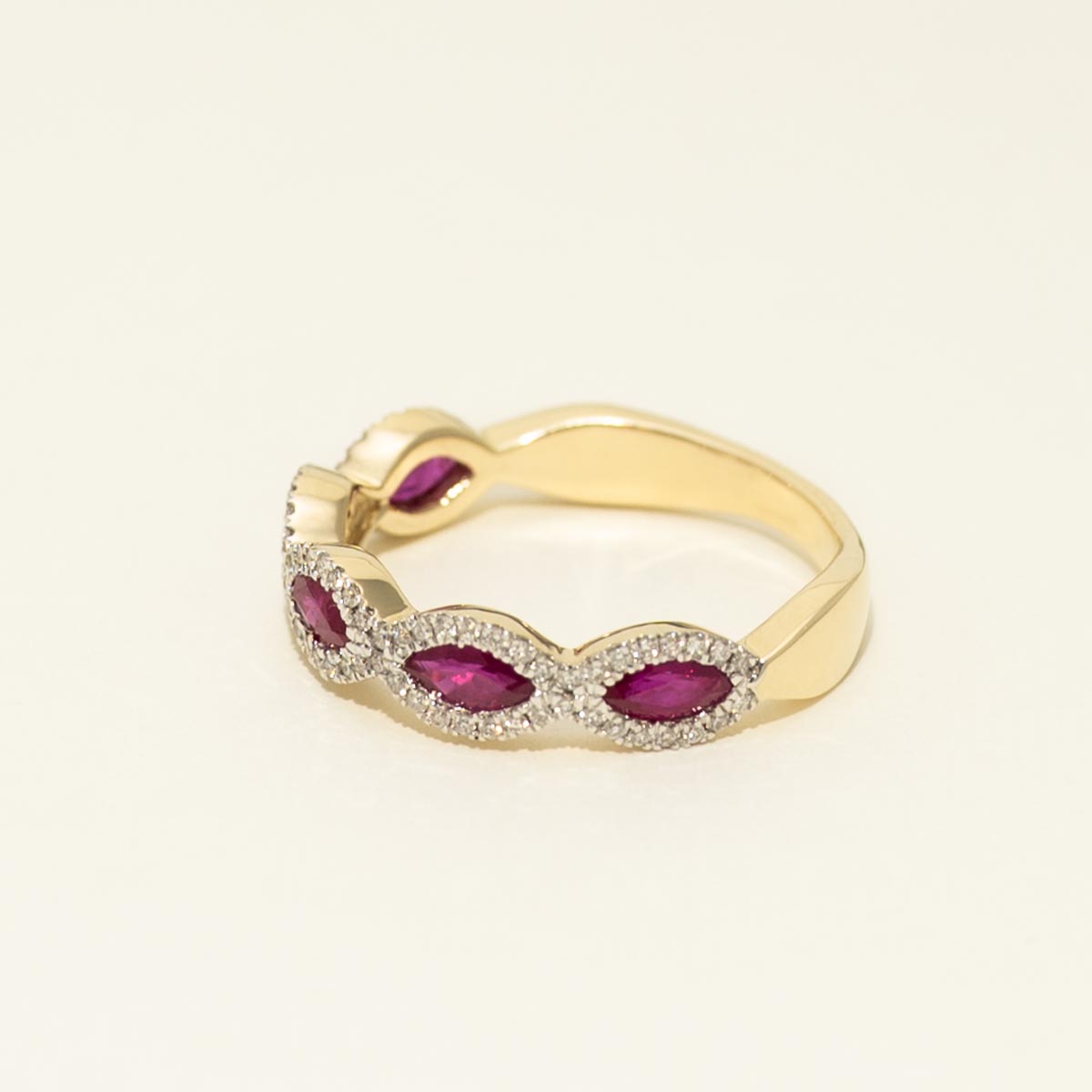Marquise Ruby Ring in 14kt Yellow Gold with Diamonds (1/5ct tw)