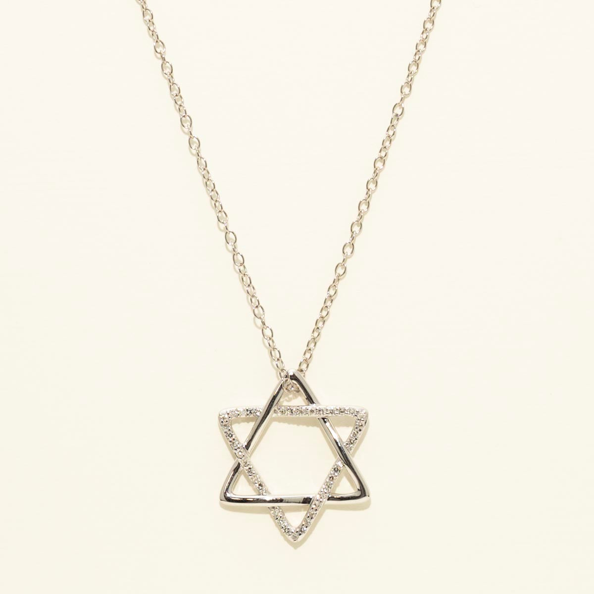 Diamond Star of David Necklace in Sterling Silver (1/7ct tw)