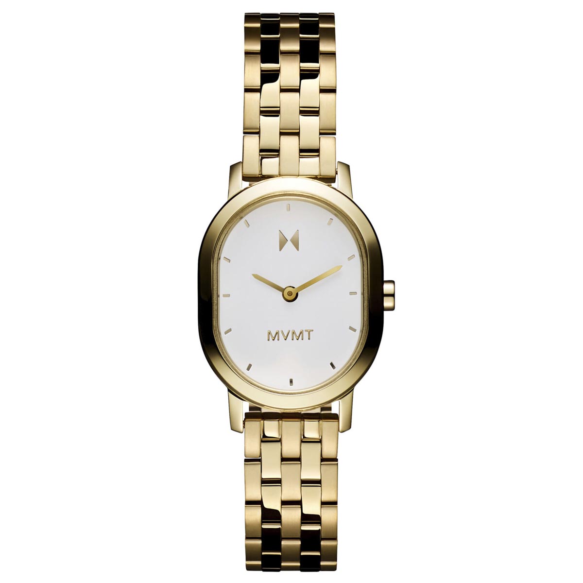 Womens Carmel Oval MVMT Watch with White Dial and Yellow Stainless Steel Bracelet (quartz movement)