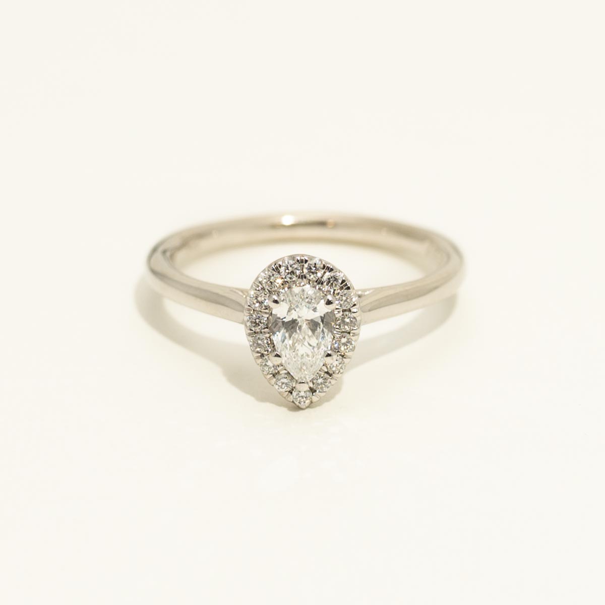 Estate Pear Diamond Halo Engagement Ring in 14kt White Gold (3/8ct tw)
