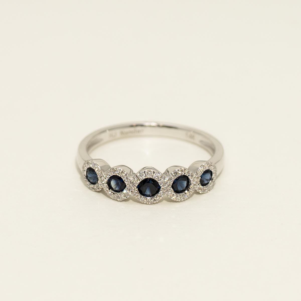 Sapphire Halo Ring in 14kt White Gold with Diamonds (1/7ct tw)