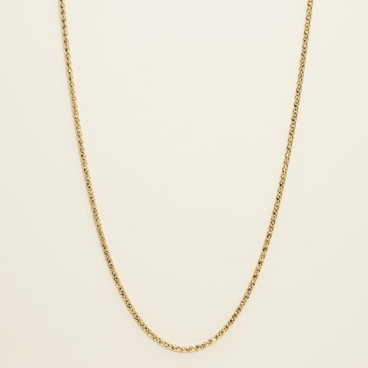 Diamond Cut Round Wheat Chain in 14kt Yellow Gold (22 inches and 2.5mm wide)