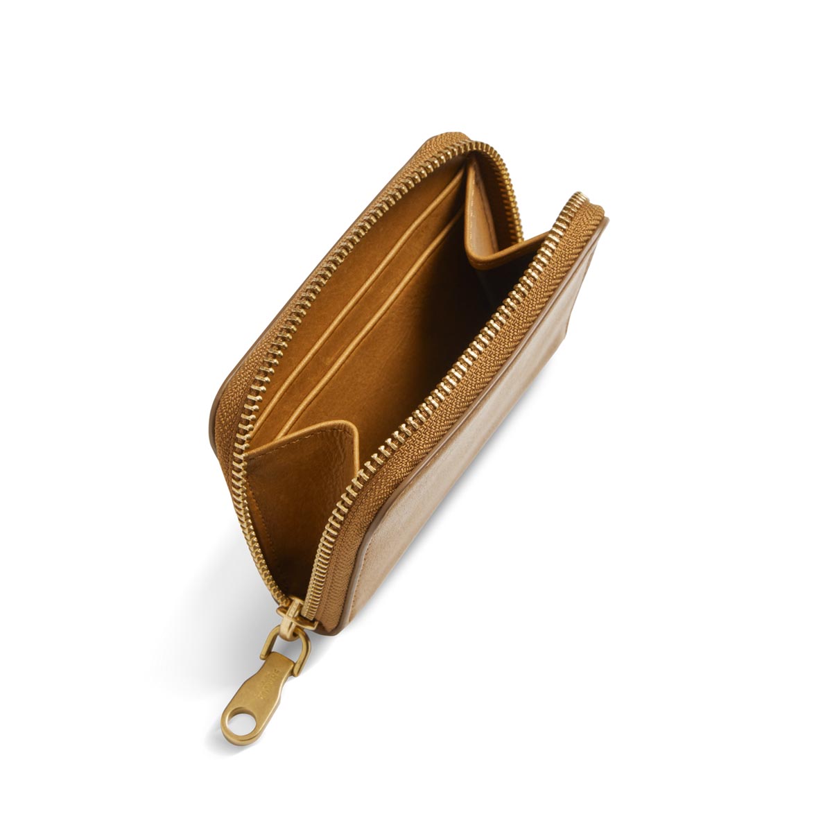 Shinola Tan Leather Pocket Zip Wallet
