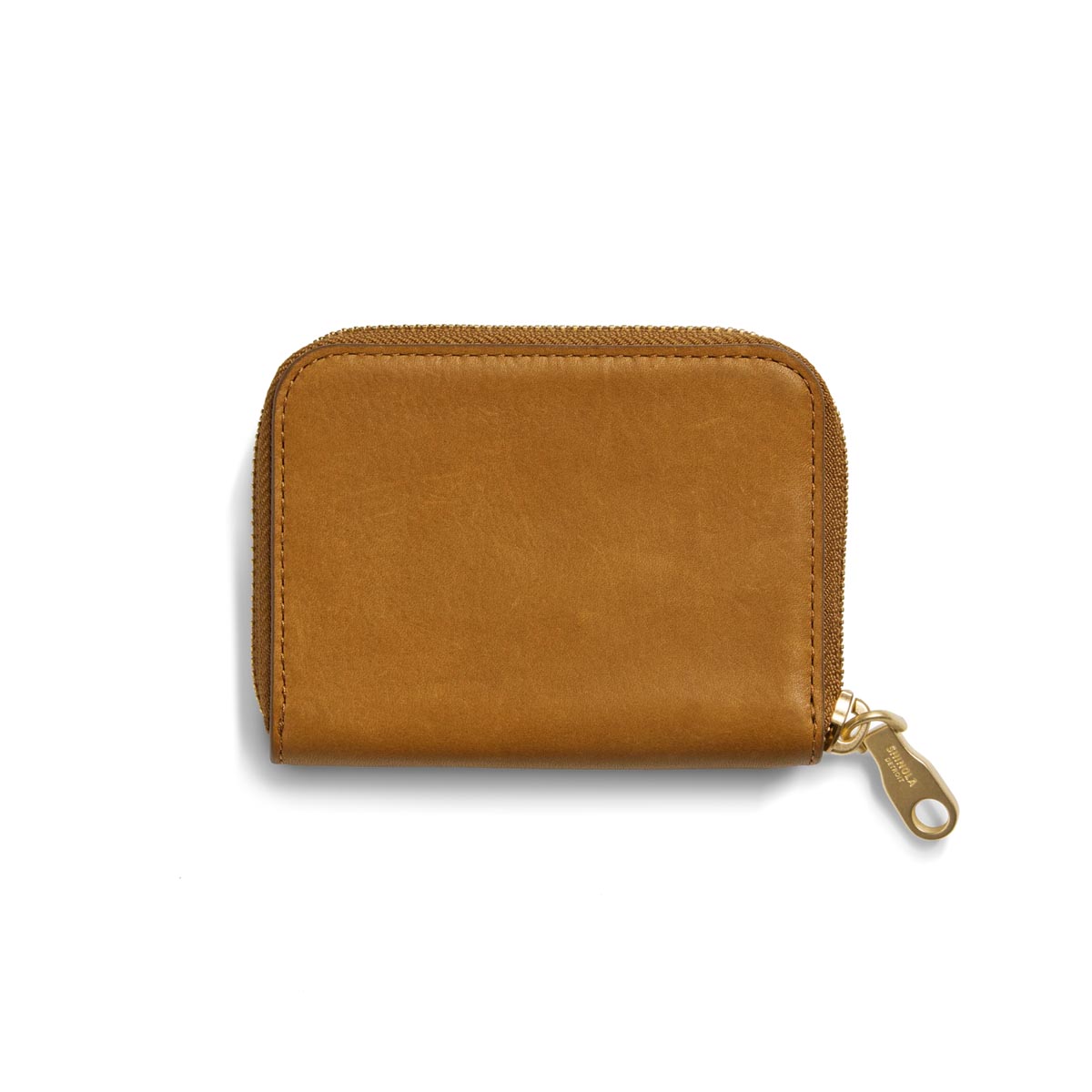 Shinola Tan Leather Pocket Zip Wallet