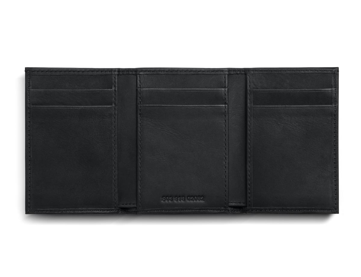 Shinola Black Leather Tri Fold Wallet