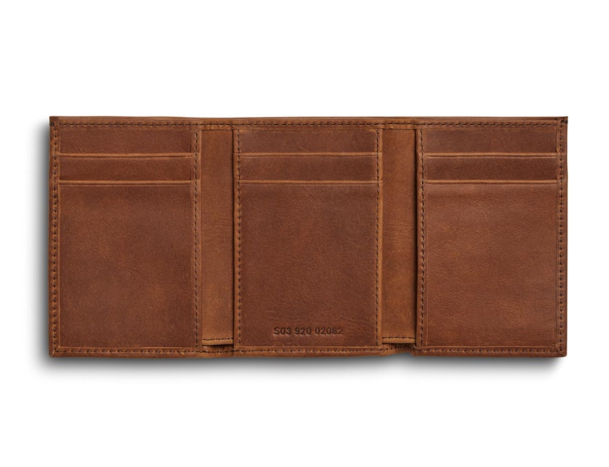 Shinola Brown Leather Tri Fold Wallet