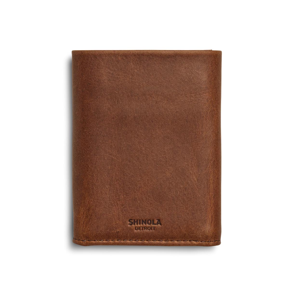 Shinola Brown Leather Tri Fold Wallet